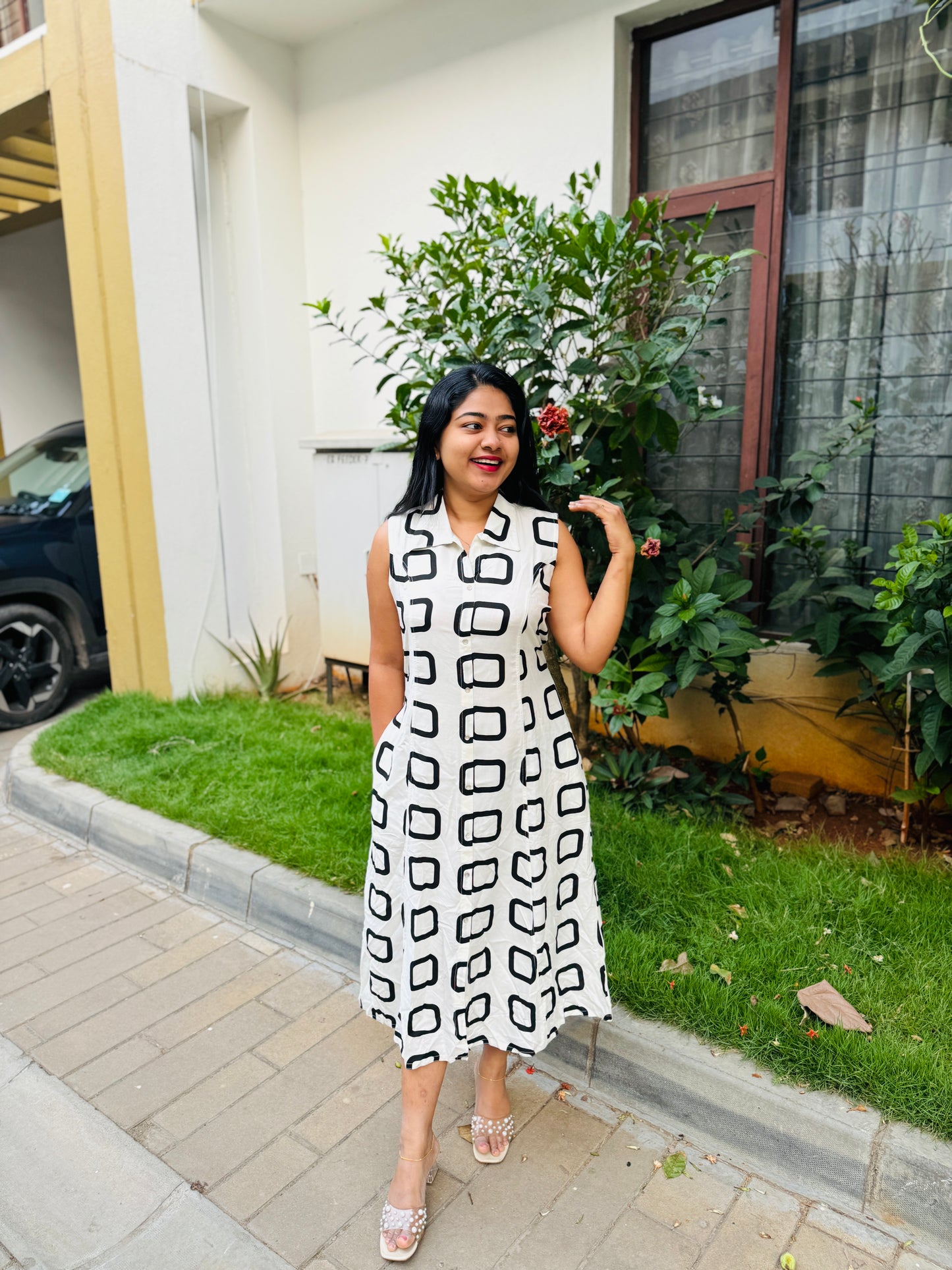Classic White Frock in Rayon Fabric-A1312