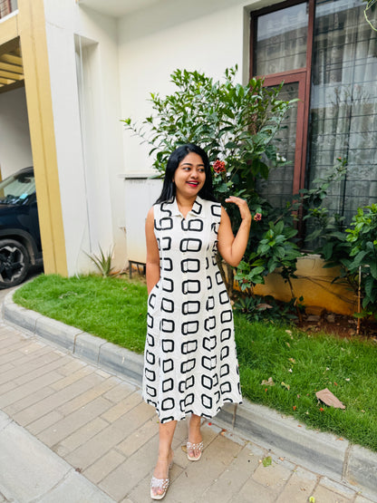 Classic White Frock in Rayon Fabric-A1312