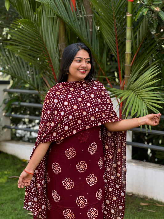 Batik Print | Georgette Fabric | Unstitched Churidar Material A1614