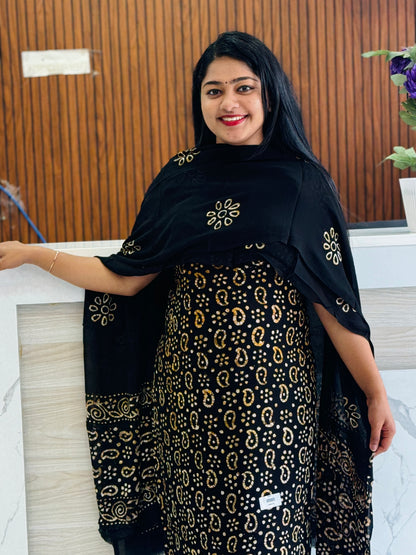 Georgette Batik Print Unstitched Churidar Material : A1947