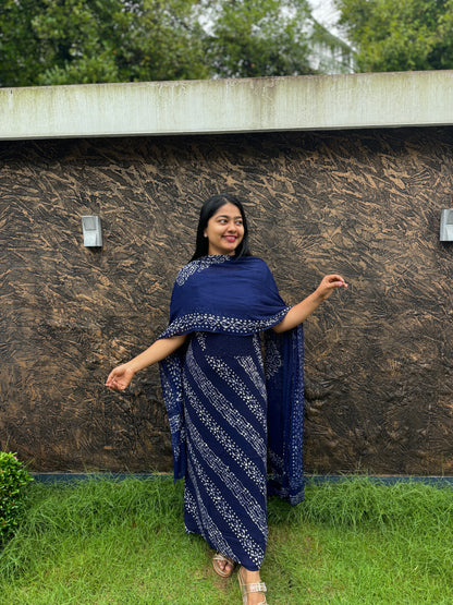Unstitched three-piece set with intricate Chikankari threadwork on premium georgette fabric. - A1450