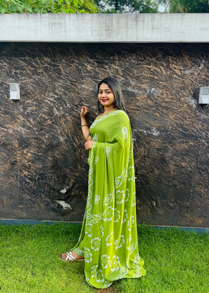 Green Viscose Georgette Saree A1581