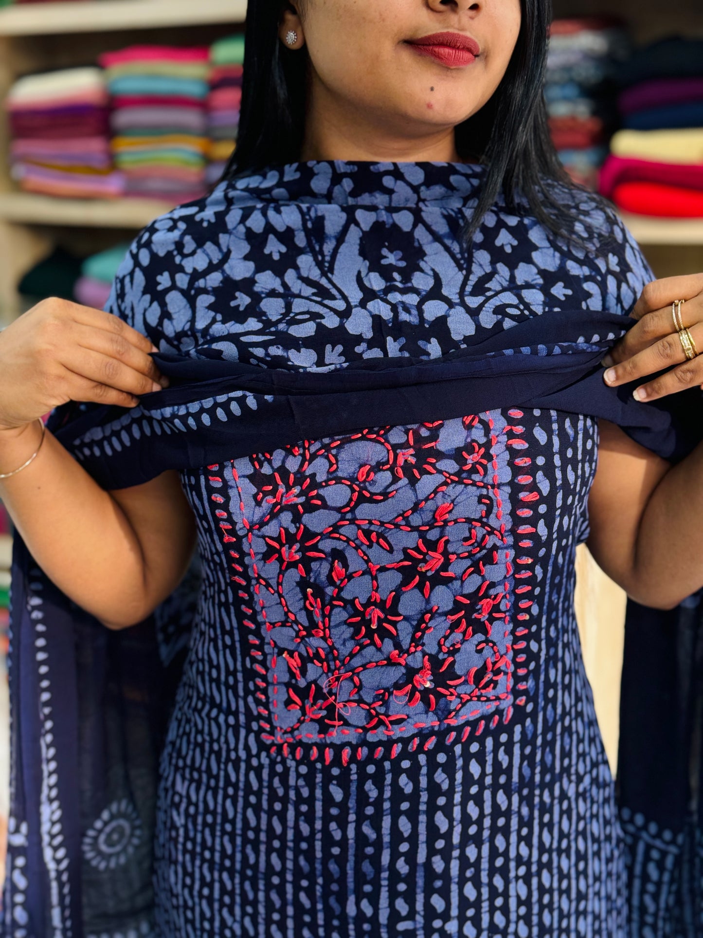 Georgette Unstitched Material Soft and flowy georgette fabric - A1456