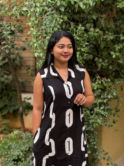 Classic Black Frock in Rayon Fabric-A1312