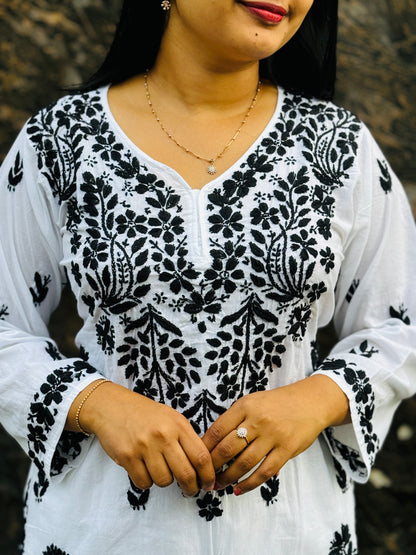 Black & White Chikankari Cord Set A1585