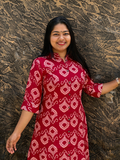 Maroon 2 piece Cotton Cordset : A 1476