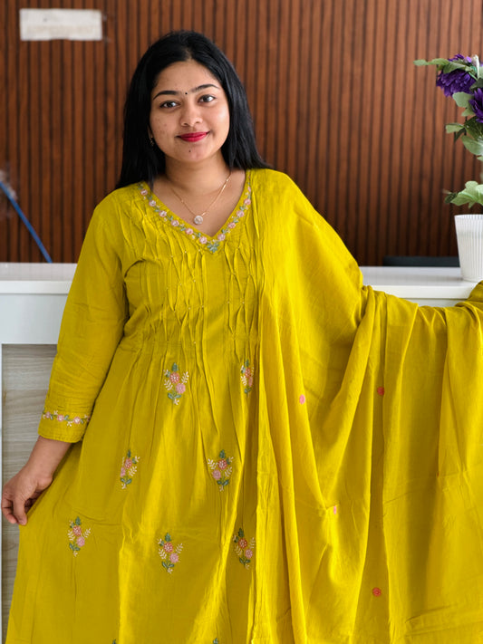 Yellow & Wine mul cotton 3-piece set ✨A1778