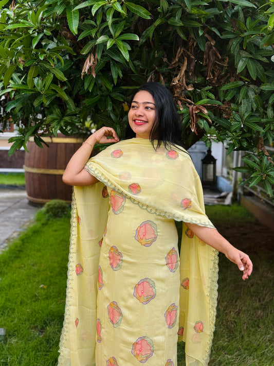 Premium Crush Chiffon Unstitched Salwar Material ✨A1990