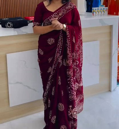 Viscose Georgette Saree    A1687