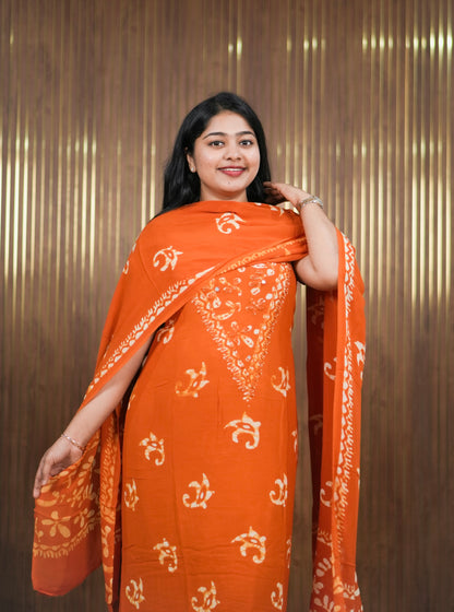 Batik Print | Georgette Fabric | Premium Unstitched Churidar Material A2008