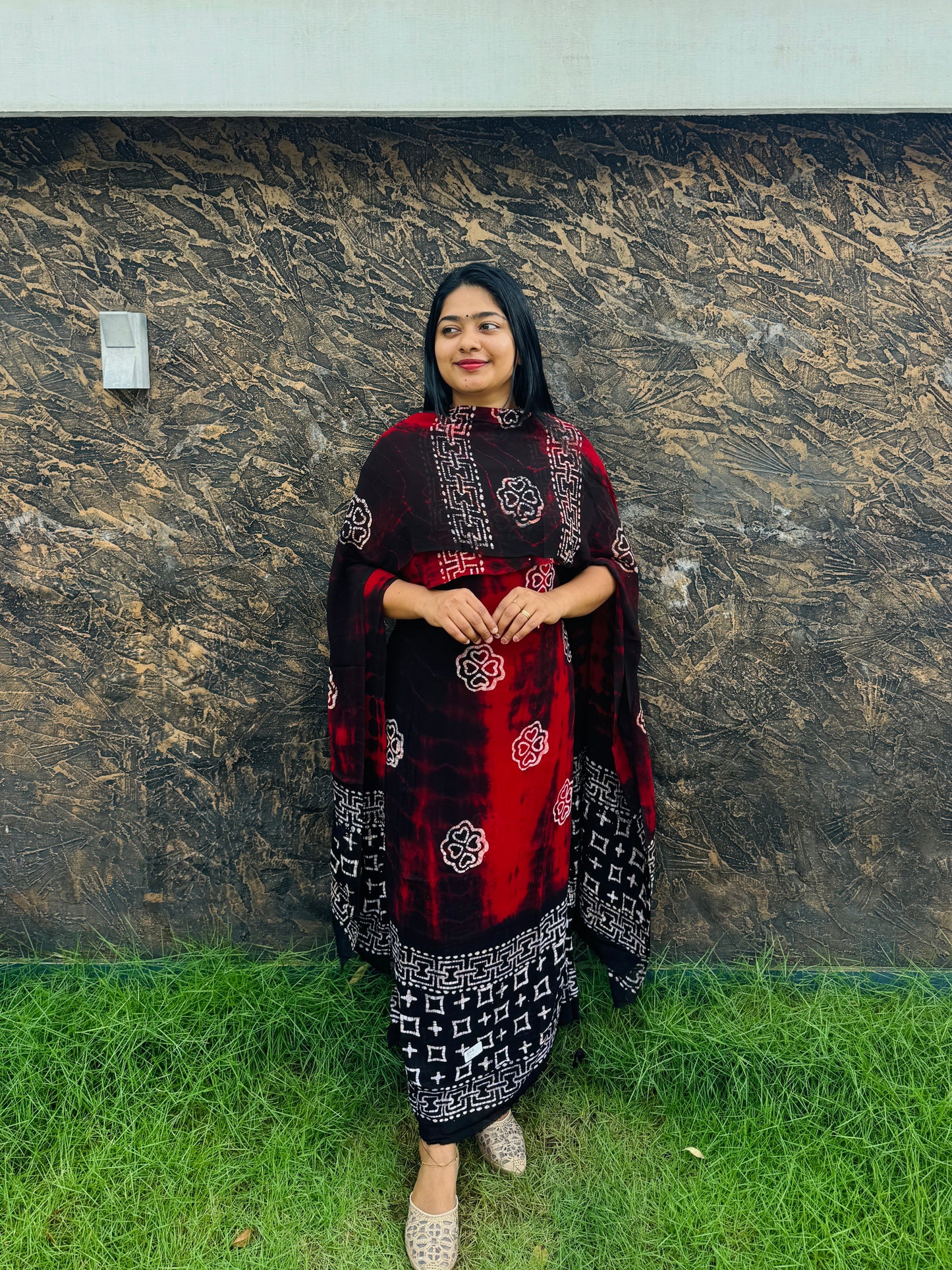 Georgette Batik Print Unstitched Churidar Material - A1481