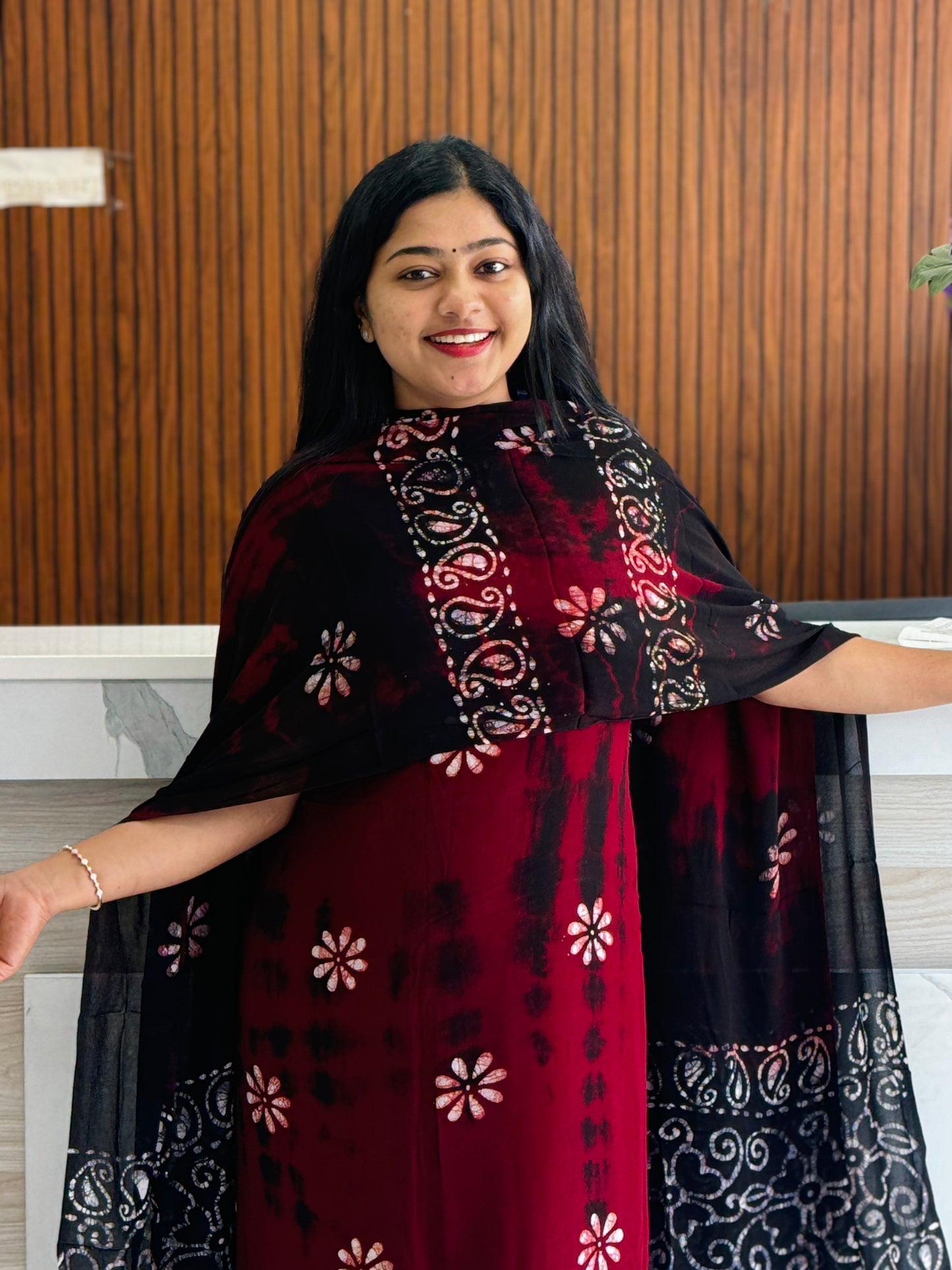 Georgette Batik Print Unstitched Churidar Material : A1960