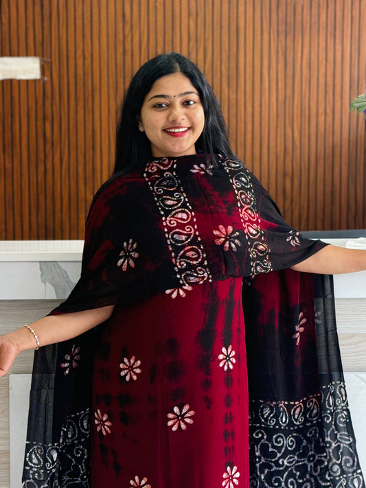 Georgette Batik Print Unstitched Churidar Material : A1960