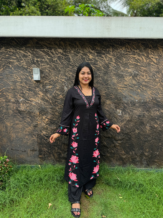 Black Stylish Cotton Cordset A- 1573