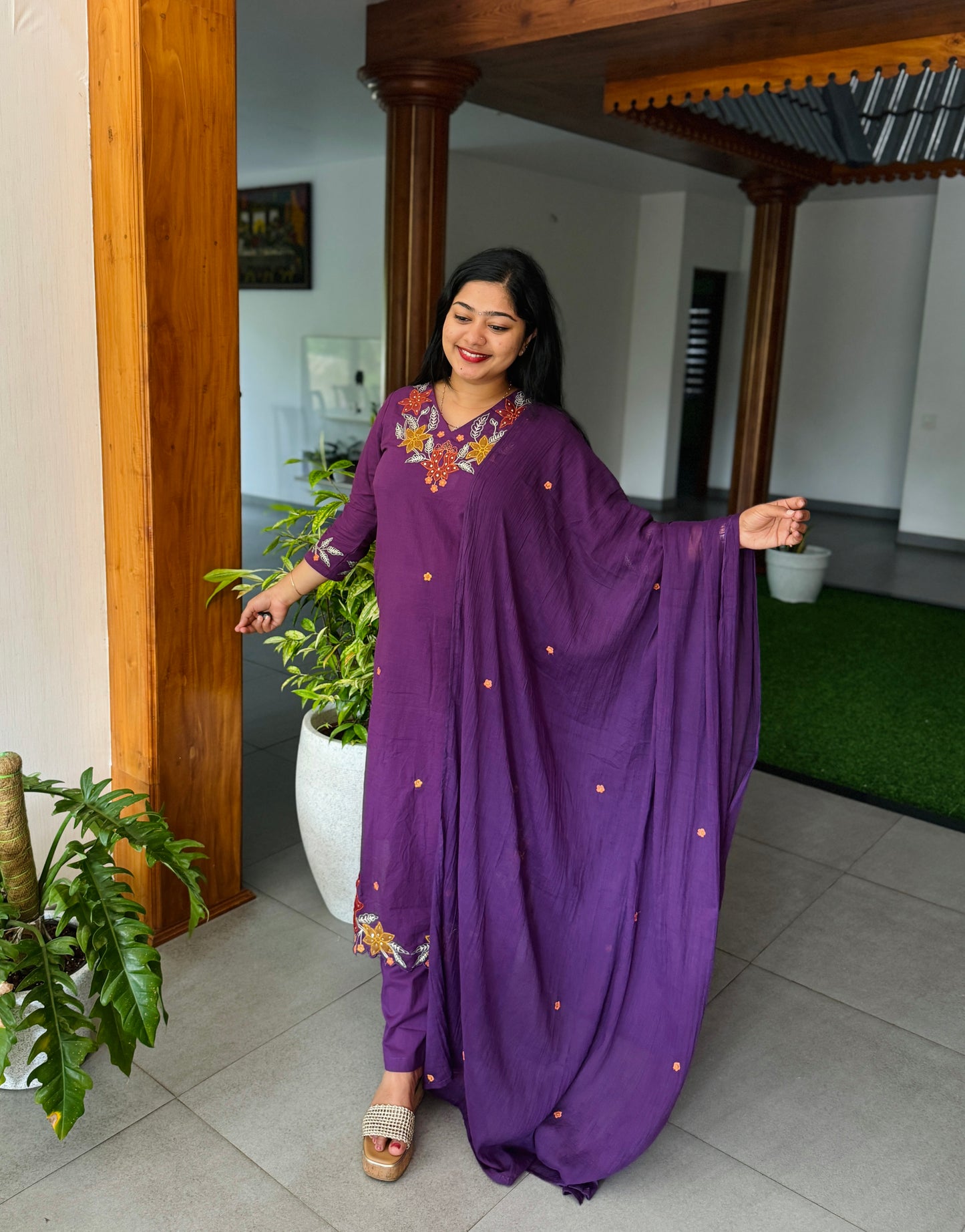 Purple Elegance Mul  Cotton 3ps ✨A1991