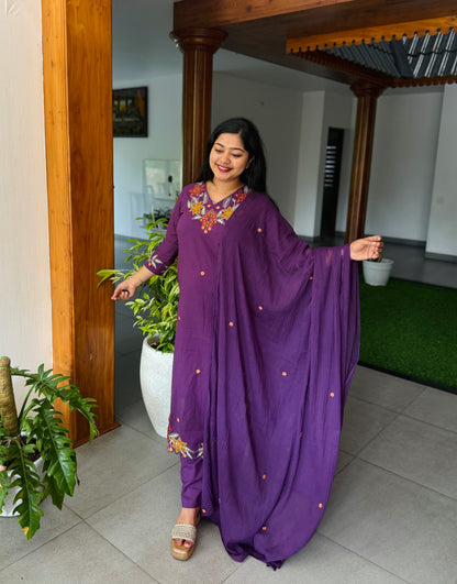 Purple Elegance Mul  Cotton 3ps ✨A1991