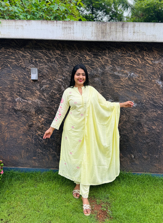 Premium Mul Mul Cotton 3 Piece A- 1576