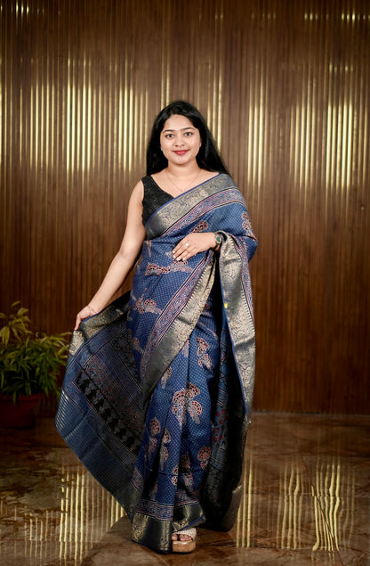 Elegant Ajrak Dolla Silk Sarees A 2004