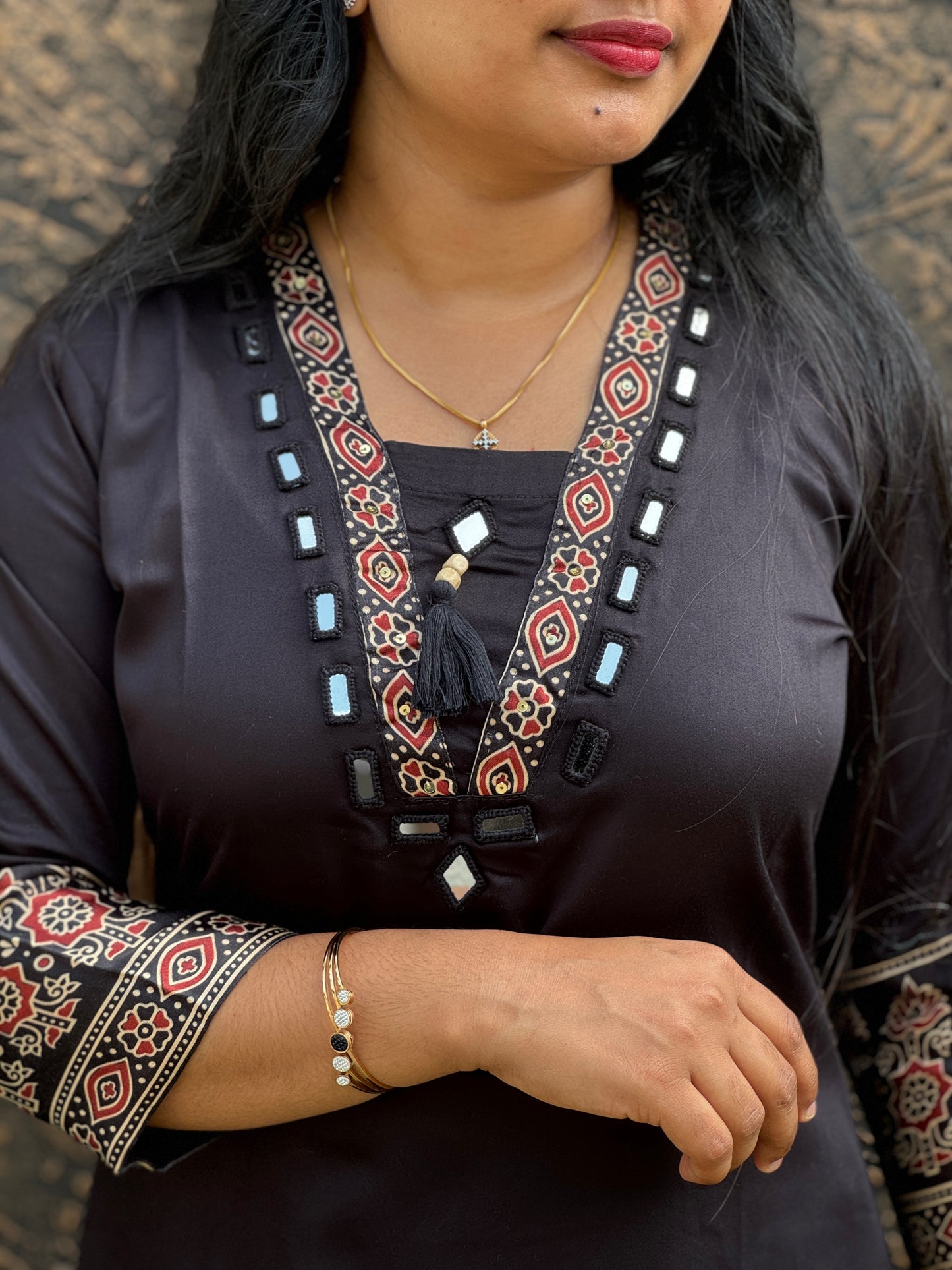 Modal Silk Churidar With Ajrakk print Dupatta - A1404