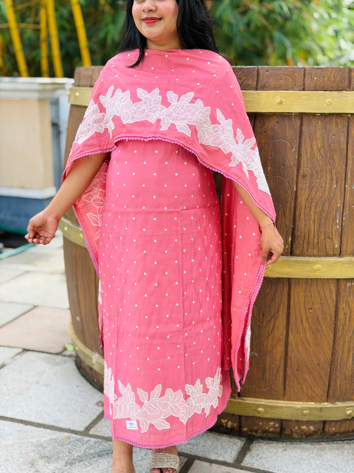 Coral Silk Unstitched Salwar Material A2047