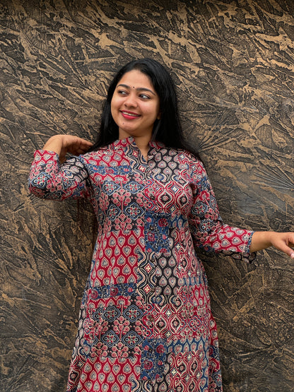 Pure Cotton Ajrak Top Sibley plazzo bottom -A1338