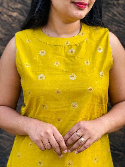 Blue & Lime yellow Silk Cordset with Half-Sleeve Attachment : A 1478