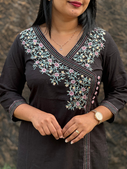 Angrakh style Flex Cotton 2 piece Co-ord Set with Thread work A - 1508