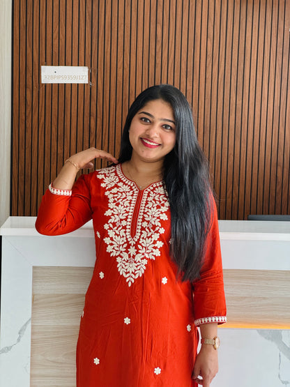 Bright Orange Chikankari Cordset 🧡