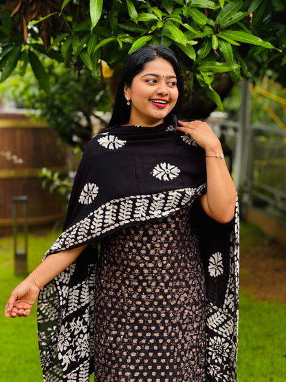 Georgette golden boota work Unstitched Churidar Material A 1587