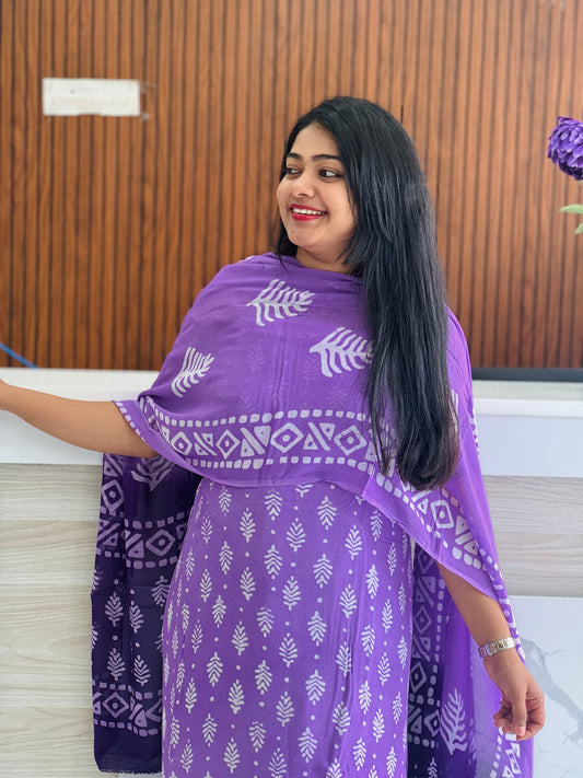 Georgette Batik Print Double Shade Unstitched Churidar Material A1761