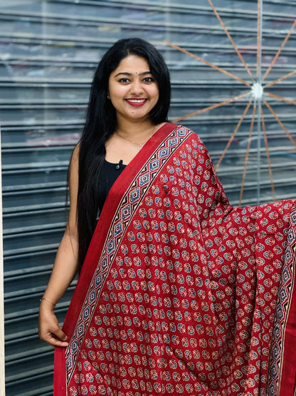 Ajrak Print Modal Silk Saree - A1346