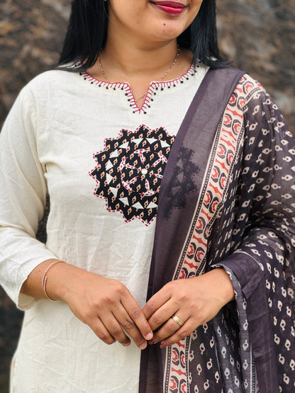 Khadi Cotton 3 Piece Perfect for Onam A - 1517