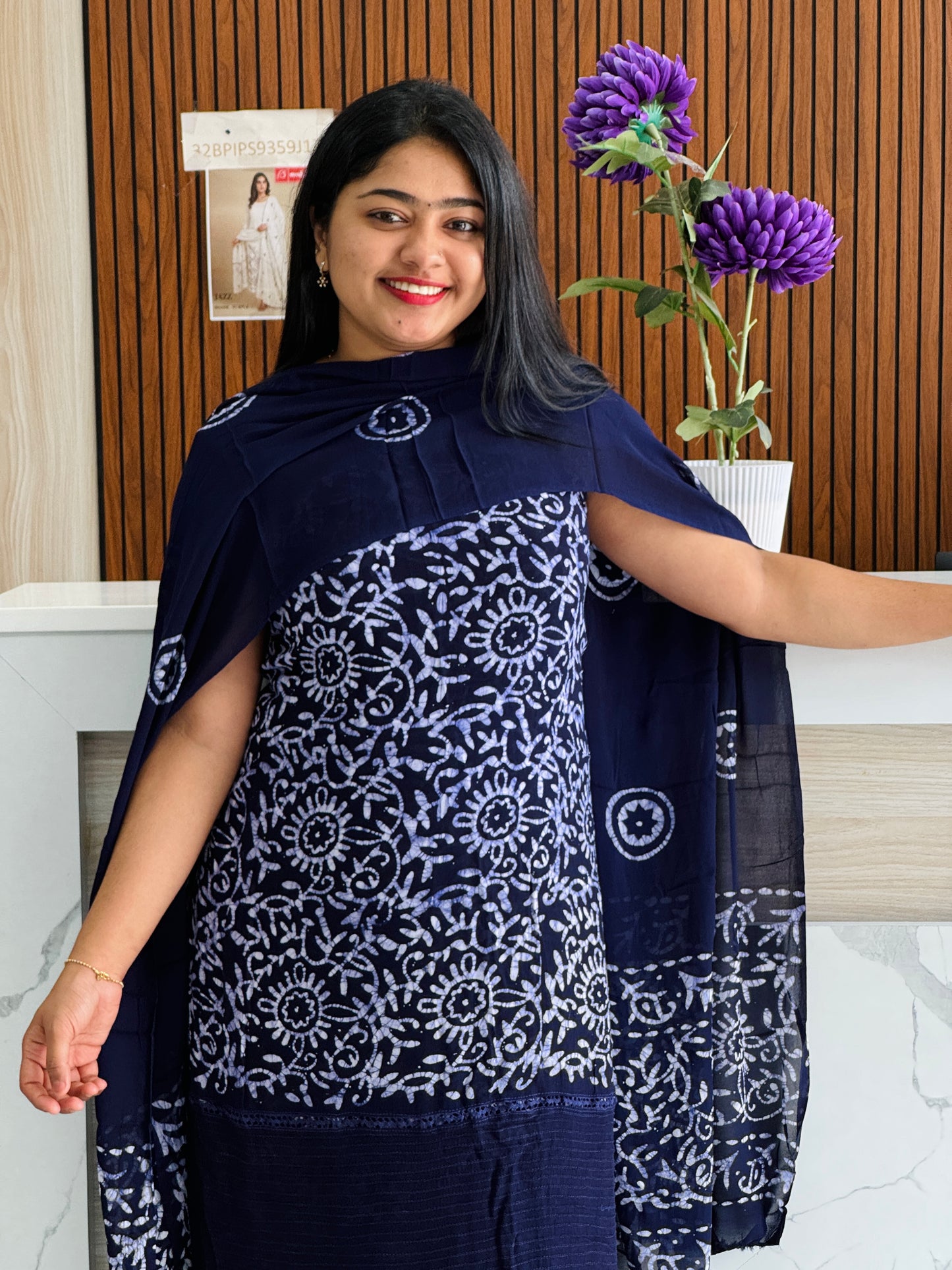 Batik Print | Georgette Fabric | Unstitched Churidar Material - A1717