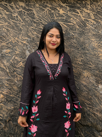 Black Stylish Cotton Cordset A- 1573