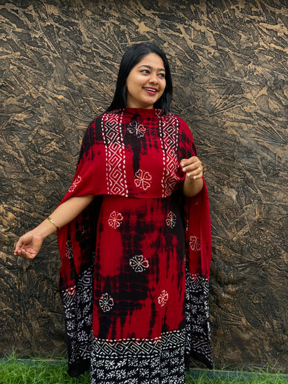 Batik Print | Georgette Fabric | Unstitched Churidar Material- A1460
