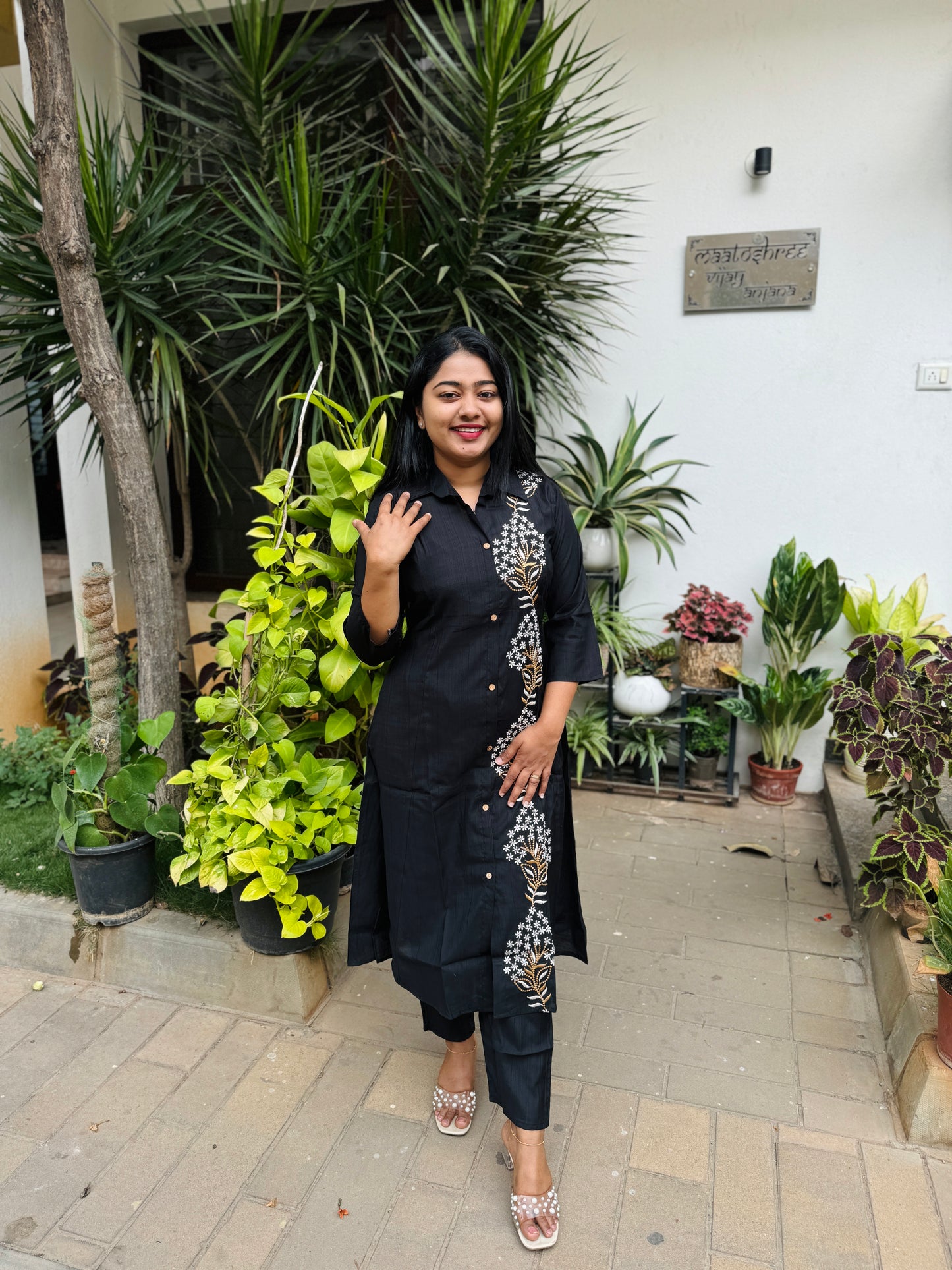 Black 2 piece Cotton Co-ord Set-A1315