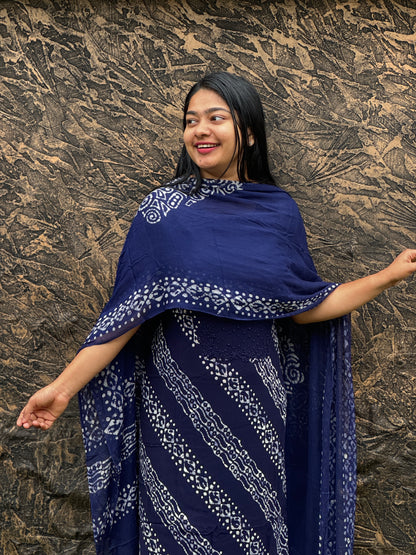 Unstitched three-piece set with intricate Chikankari threadwork on premium georgette fabric. - A1450
