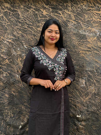 Angrakh style Flex Cotton 2 piece Co-ord Set with Thread work A - 1508