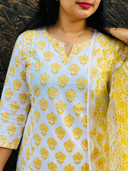 Stunning 3 piece Cotton Suit- A1382