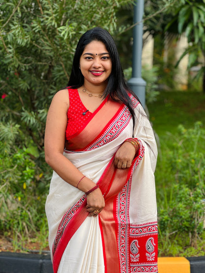 Onam Elegance in Semi Modal Silk Saree A - 1509
