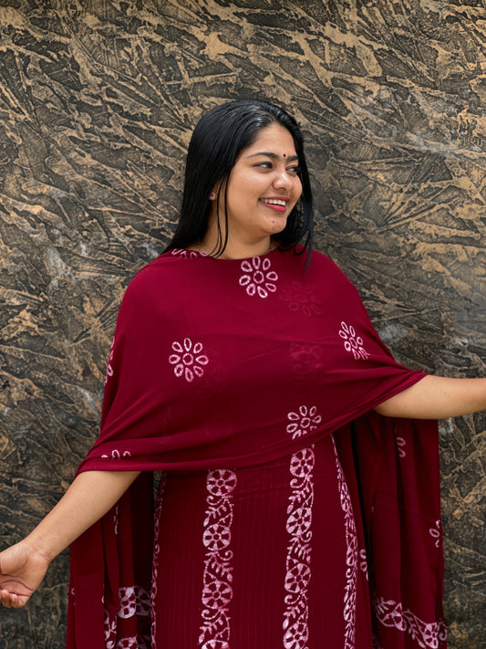Georgette Batik Print Unstitched Churidar Material : A 1474