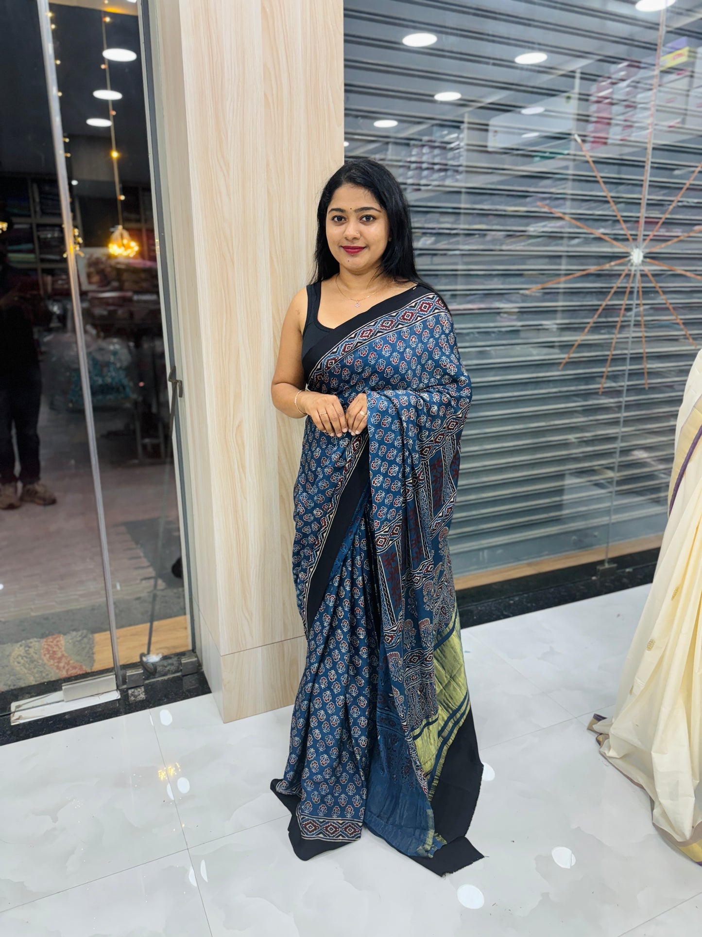 Ajrak Print Modal Silk Saree - A1346