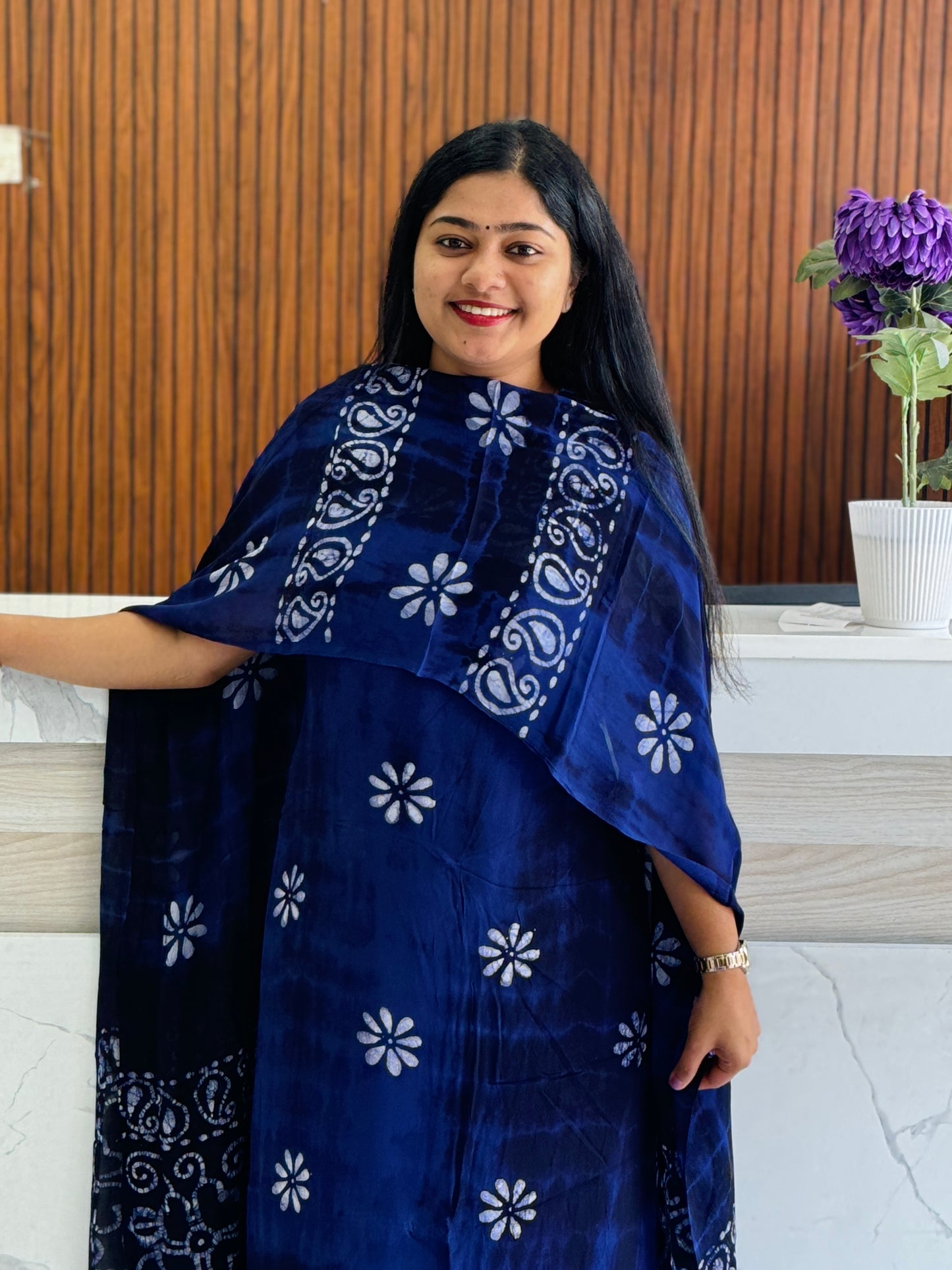 Georgette Batik Print Unstitched Churidar Material : A1960