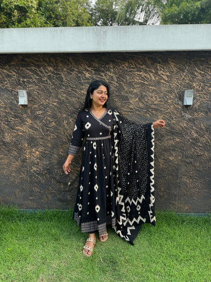Premium Black Mul Mul Angarekka Set- A1357