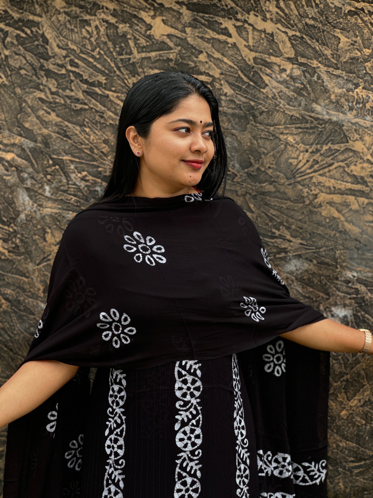 Georgette Batik Print Unstitched Churidar Material : A 1474