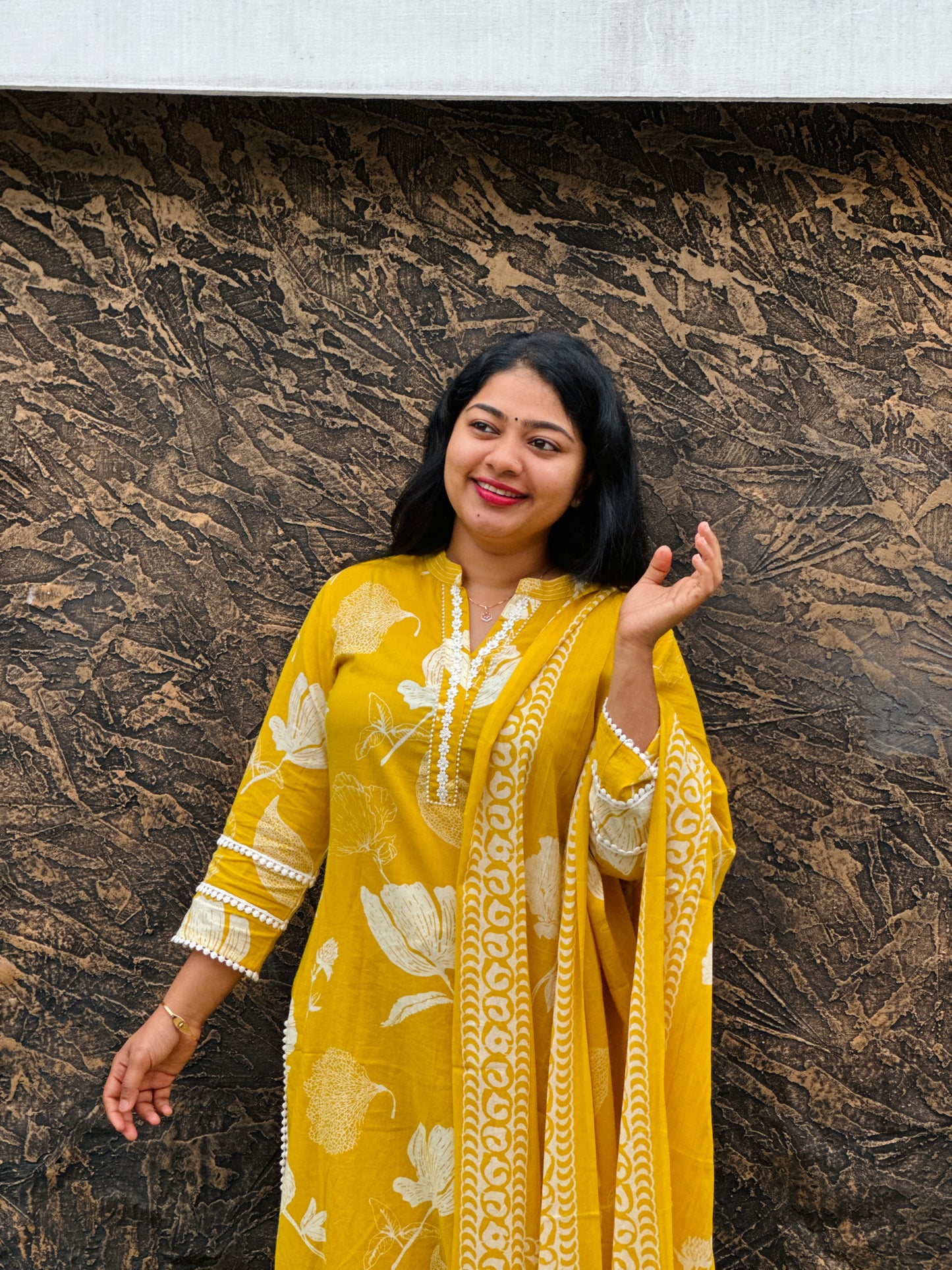 Yellow Colour Three piece Salwar set - A1411
