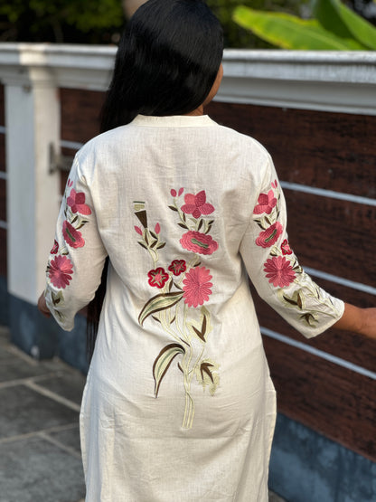Off white Pure Cotton 2 piece Co-ord Set-A1318