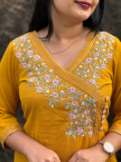 Angrakh style Flex Cotton 2 piece Co-ord Set with Thread work A - 1508