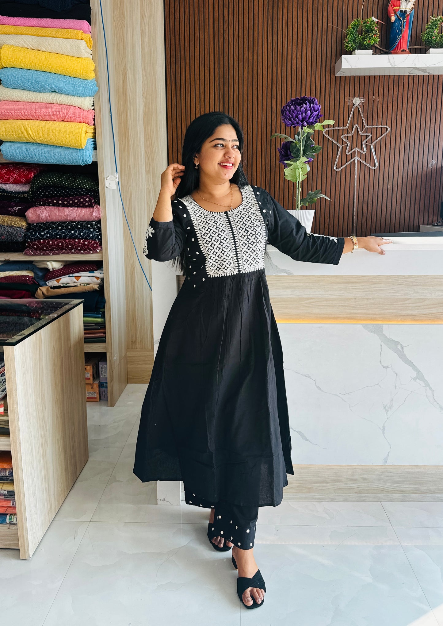 Daily Wear black Colour Khadi Cotton Cord Set