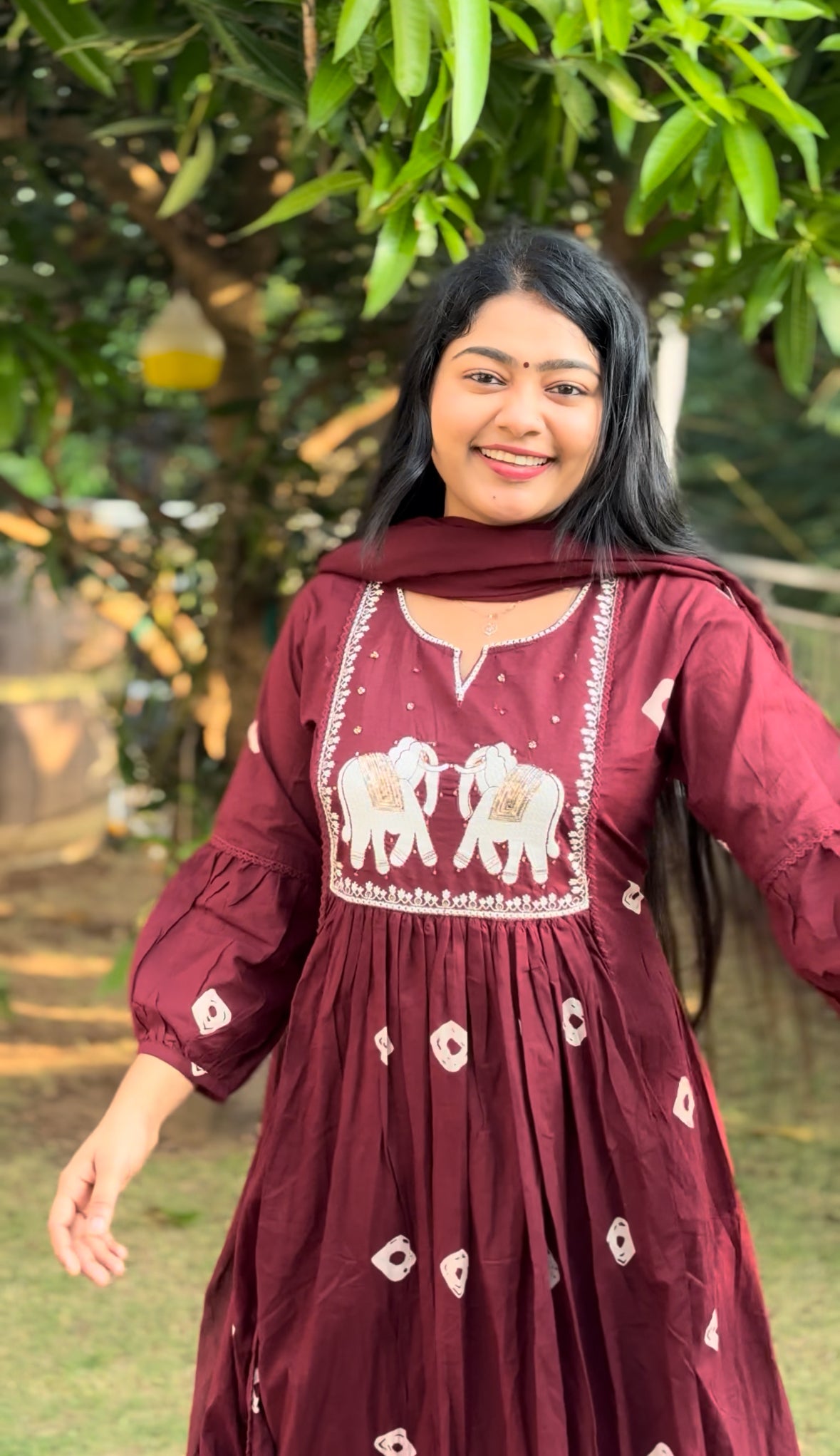 Elegant Olive Green and Maroon 3 piece Set